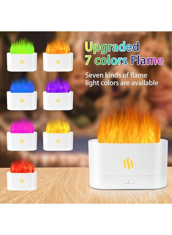 Oil Diffuser Flame Effect Humidifier for Bedroom Office Aromatherapy Diffuser Aroma Home Fragrance Diffusers for Home Colour Changing LED Ultrasonic USB Auto Off Night Light Cool Mist(White) - Image 2